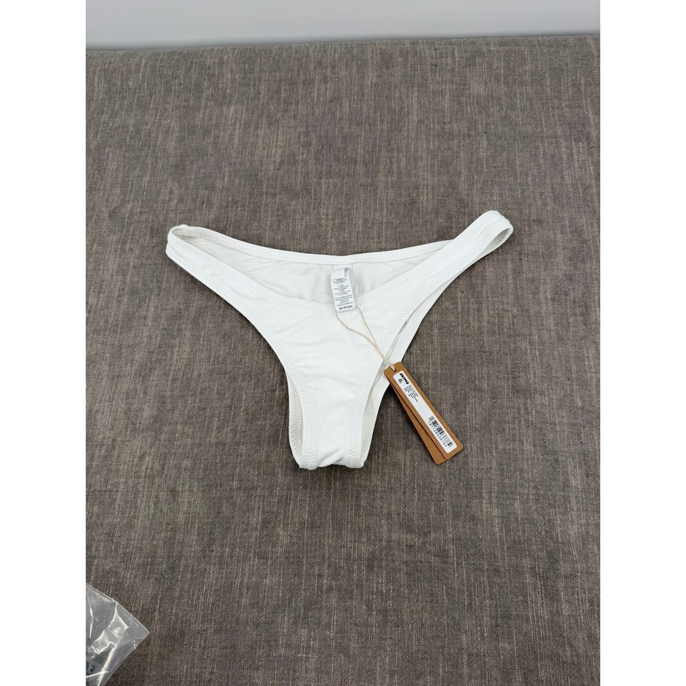SKIMS Recycled Swim Cheeky Tanga Bikini Bottom Snow White Size XS NWT